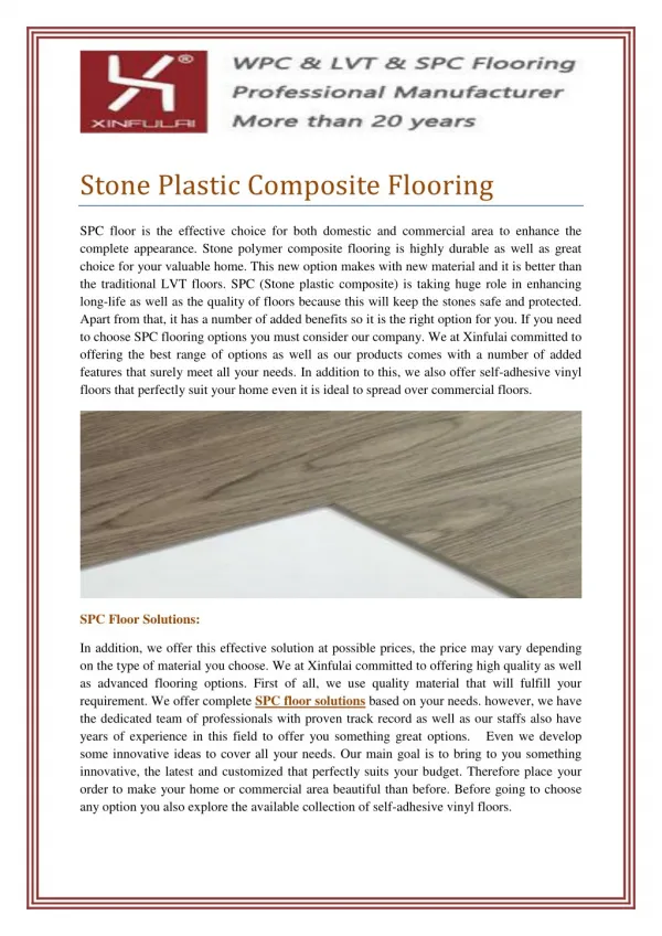 Stone Plastic Composite Flooring