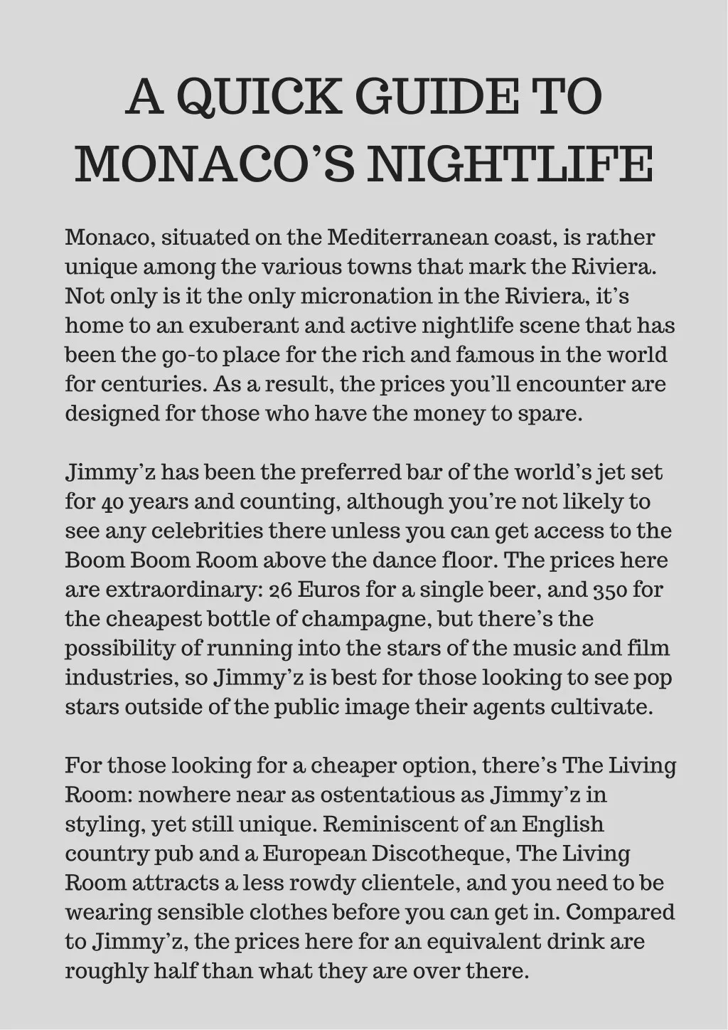 a quick guide to monaco s nightlife