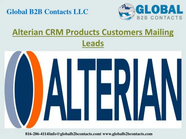Alterian CRM Product Customers Mailing Leads.