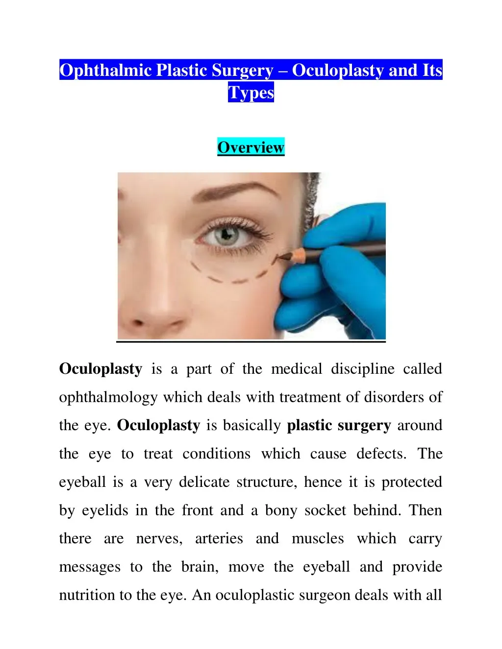 ophthalmic plastic surgery oculoplasty