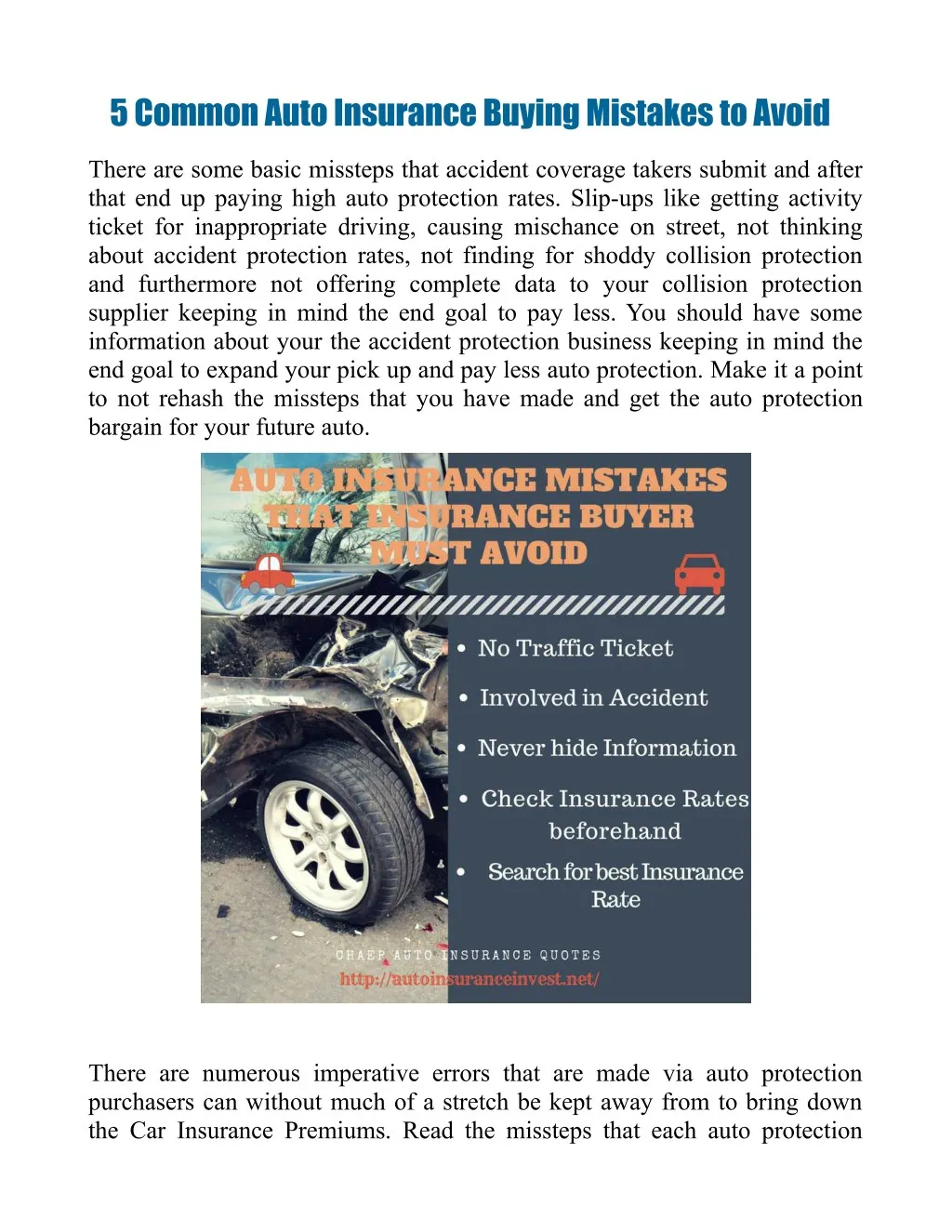 5 common auto insurance buying mistakes to avoid