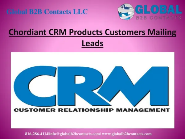Chordiant CRM Product Customers Mailing Leads