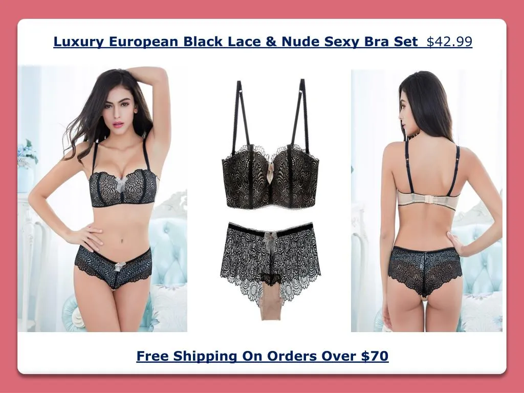 luxury european black lace nude sexy bra set 42 99