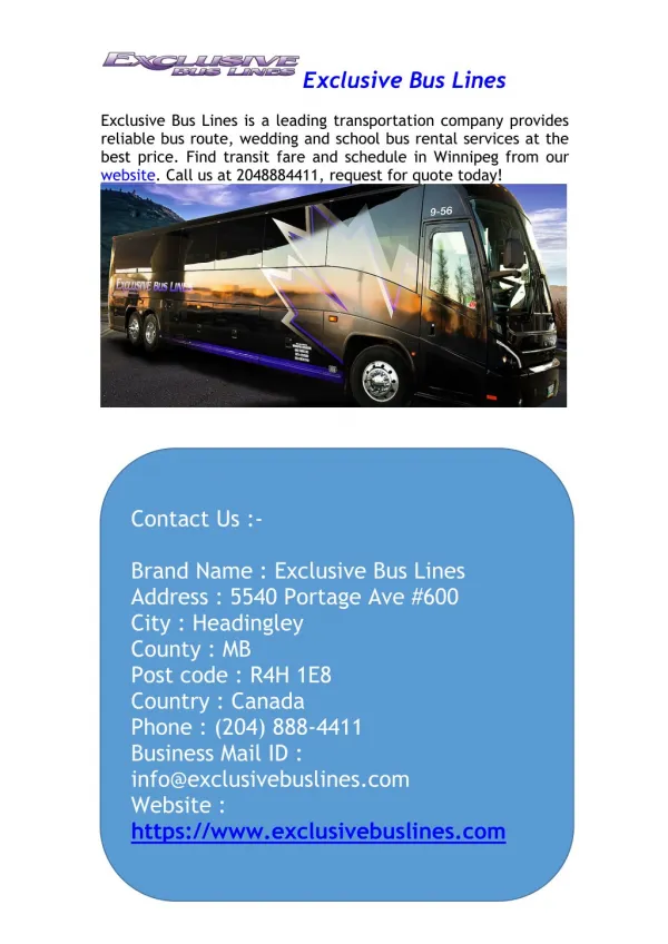 Get Best Coach of Jets Lines Bus in Winnipeg and Canada
