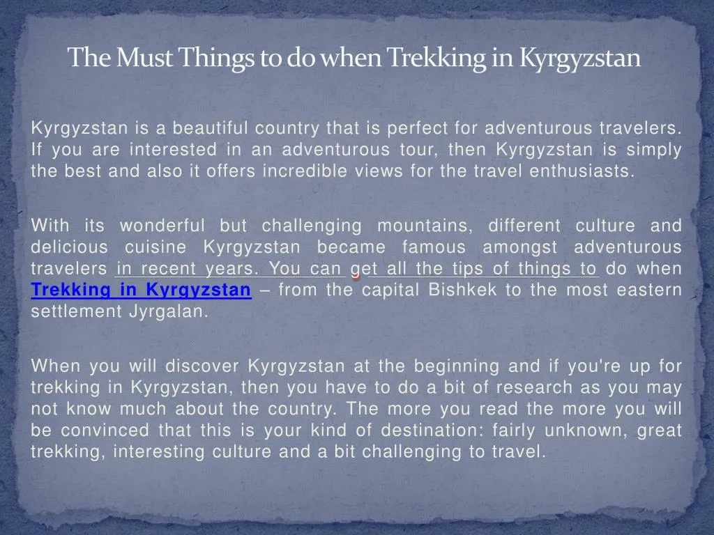 the must things to do when trekking in kyrgyzstan