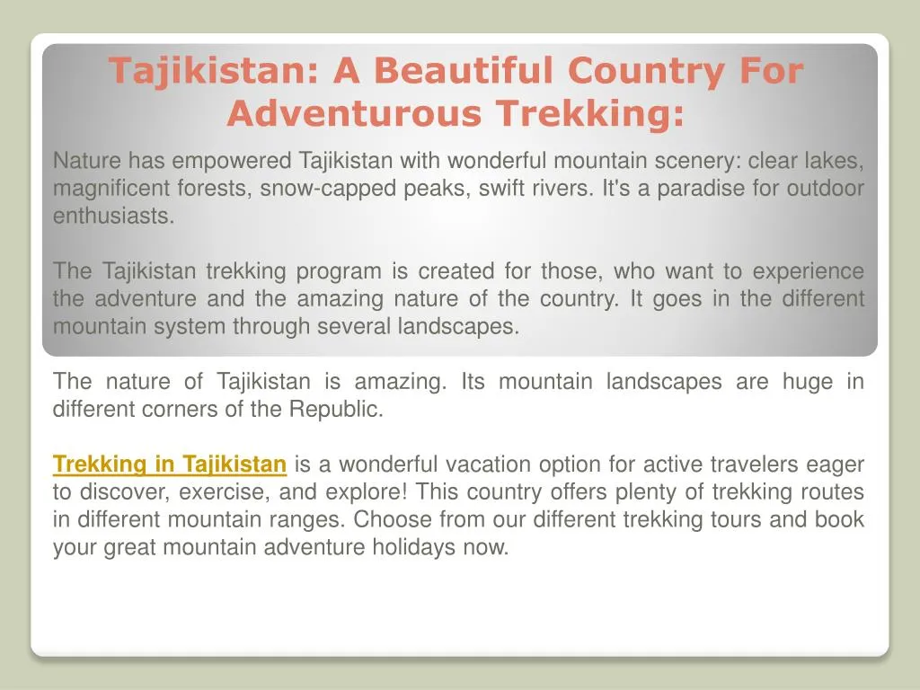 tajikistan a beautiful country for adventurous trekking