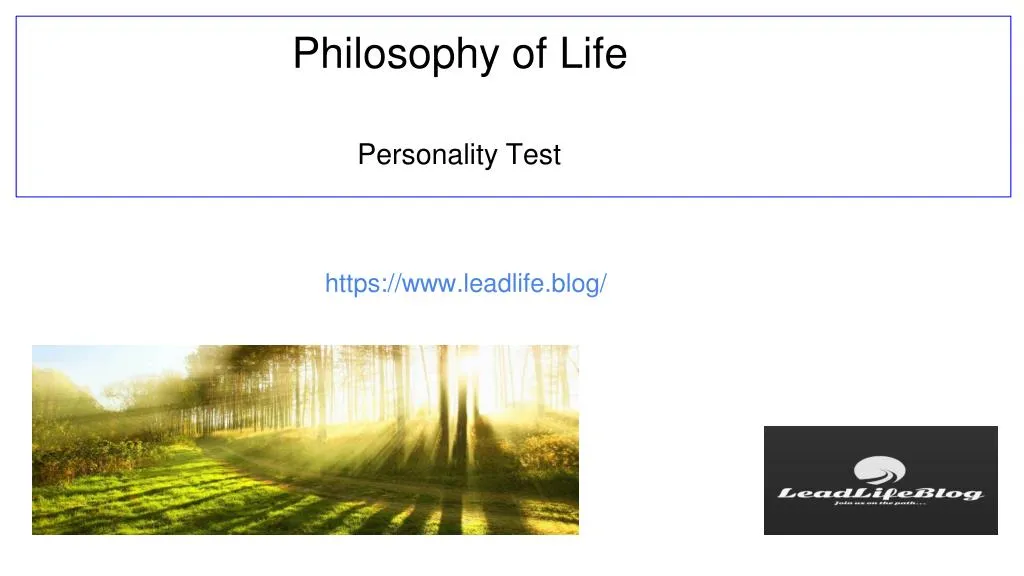 philosophy of life personality test