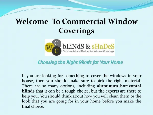 Aluminum horizontal blinds - Commercial window coverings