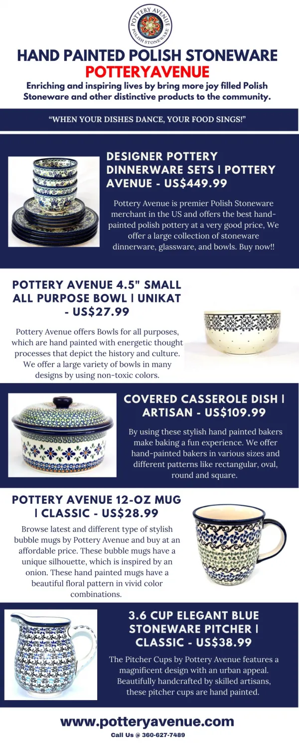 Hand Painted Polish Stoneware Pottery Avenue