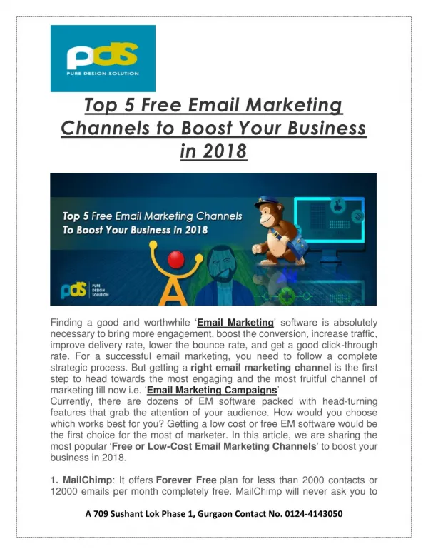 Top 5 Free Email Marketing Channels to Boost Your Business in 2018
