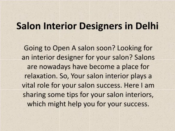 Top Choice for Salon interior designers in Delhi NCR