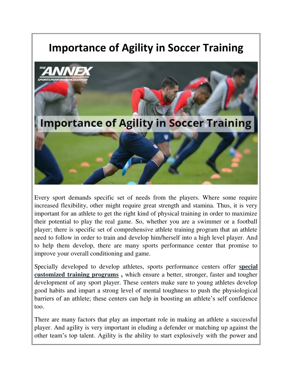 importance of agility in soccer training