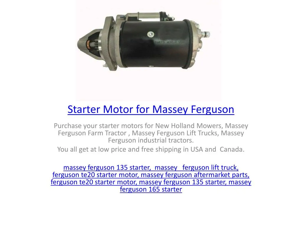 starter motor for massey ferguson