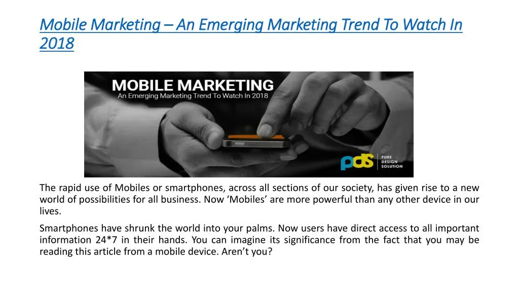mobile marketing an emerging marketing trend to watch in 2018