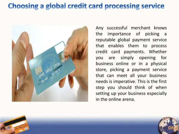 Choosing a global credit card processing service