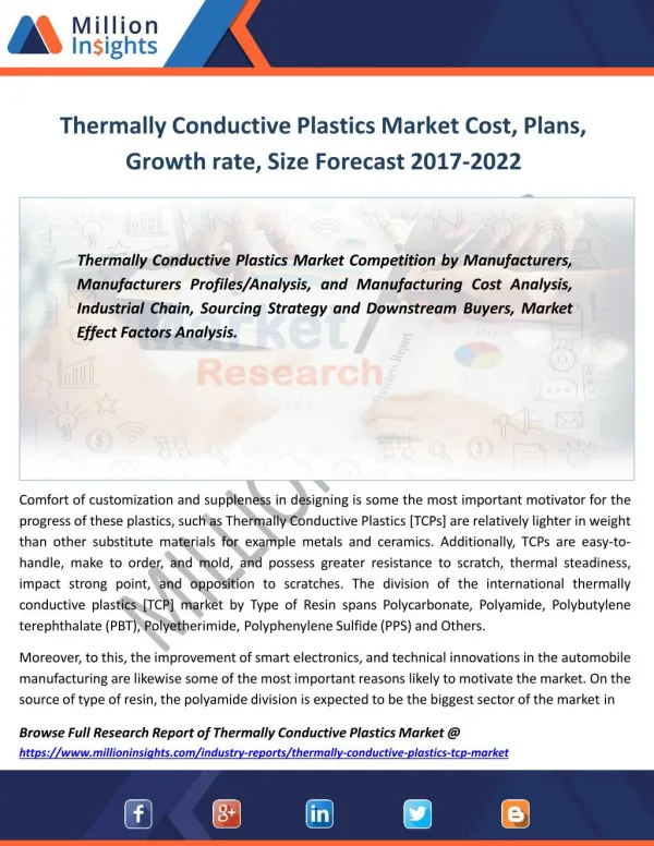 Thermally Conductive Plastics Industry By Regional Outlook, Competitive Strategies Forecast By 2022