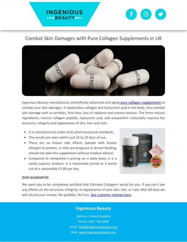 Combat Skin Damages with Pure Collagen Supplements in UK