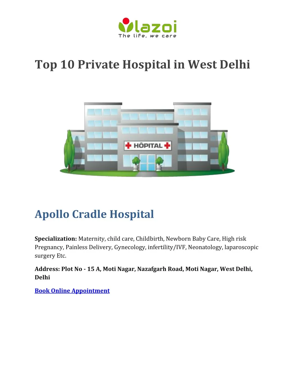 top 10 private hospital in west delhi