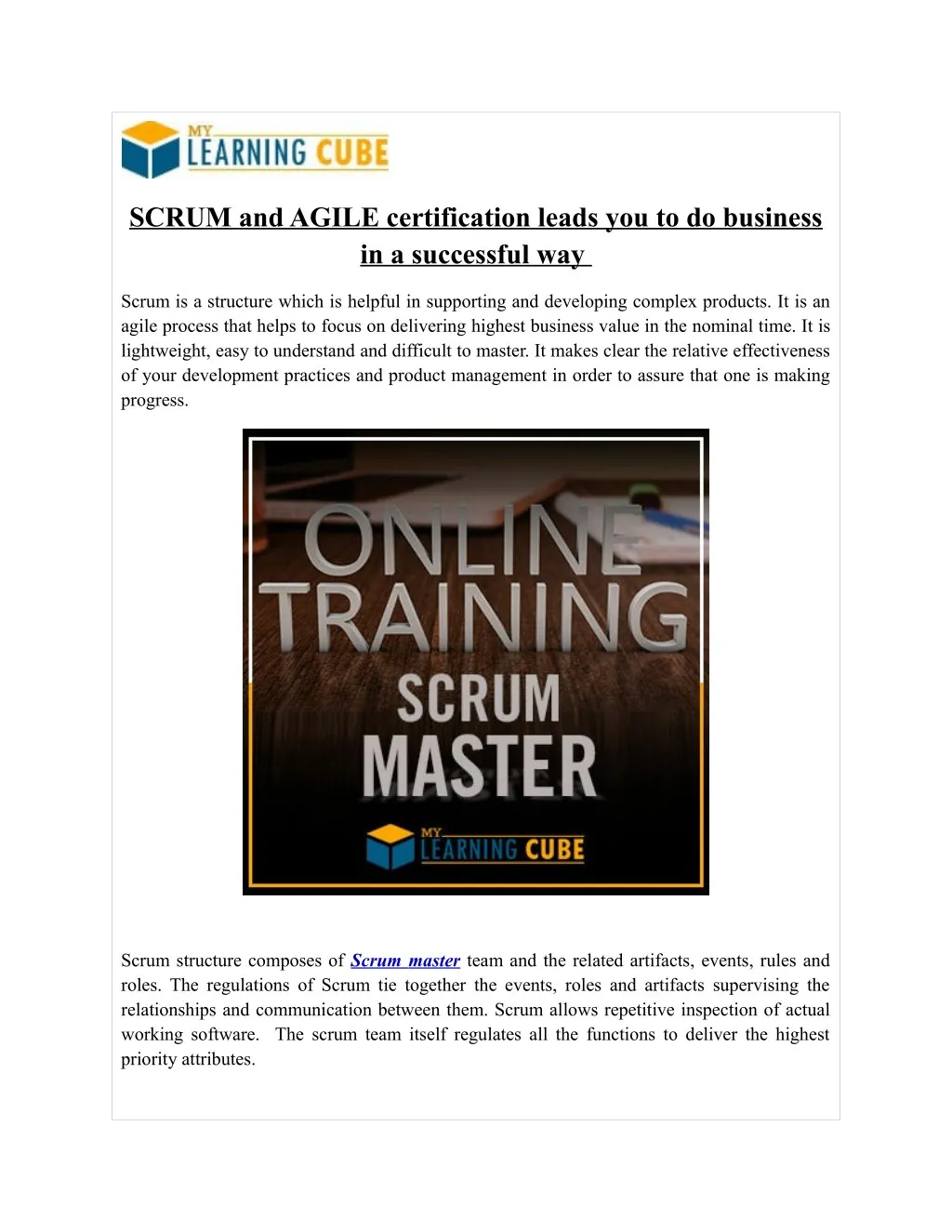 scrum and agile certification leads