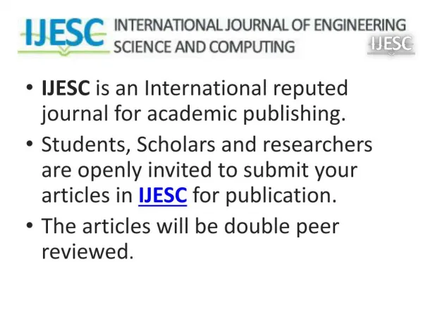 IJESC International journal of engineering science and computing