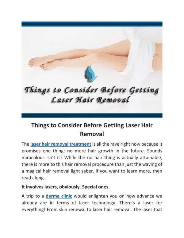 Things to Consider Before Getting Laser Hair Removal