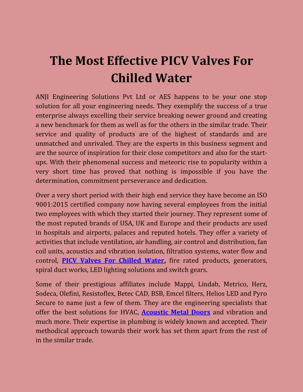 the most effective picv valves for chilled water