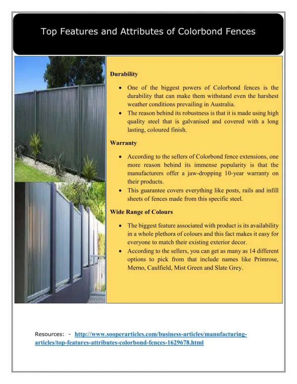 Top Features and Attributes of Colorbond Fences