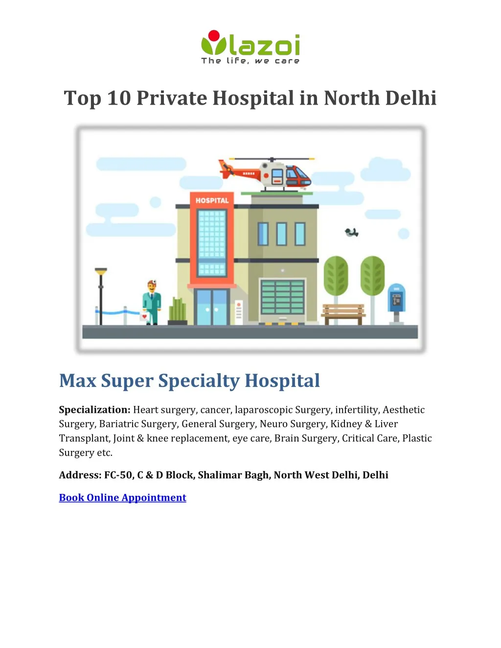 top 10 private hospital in north delhi