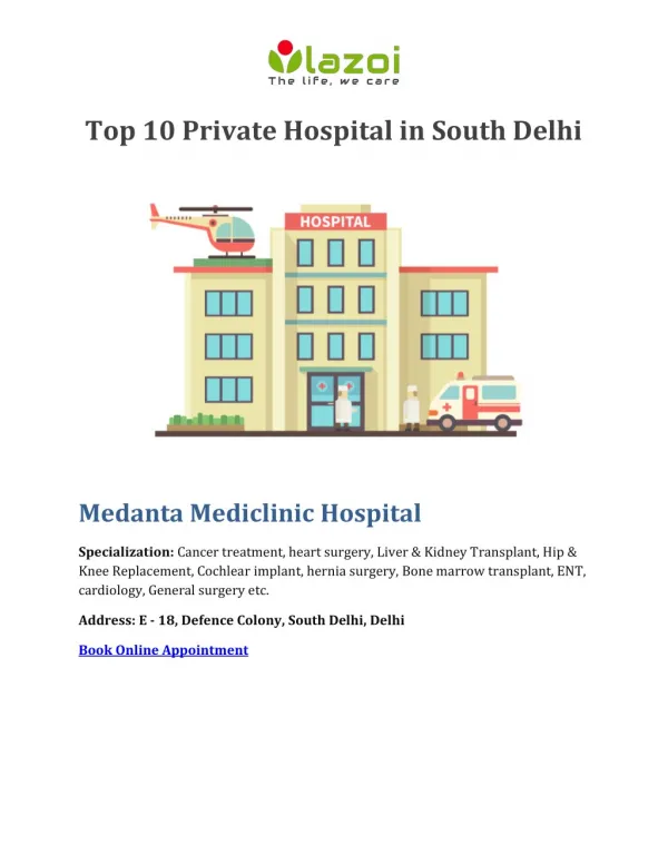 Top 10 Private Hospital in South Delhi - Lazoi The life