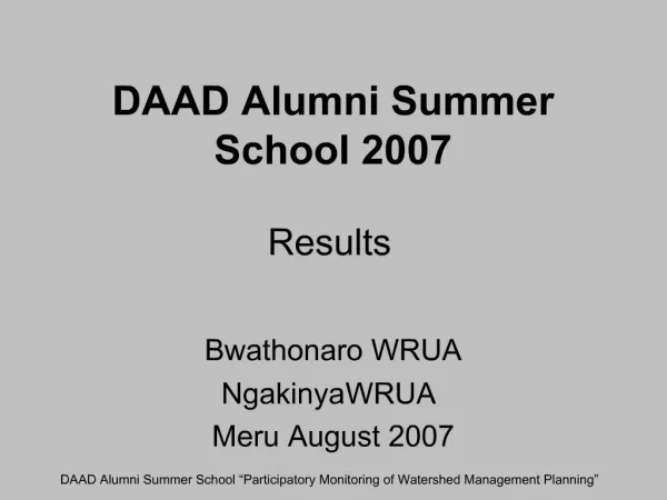 DAAD Alumni Summer School 2007