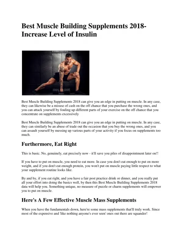 Best Muscle Building Supplements 2018- Increase Level of Insulin
