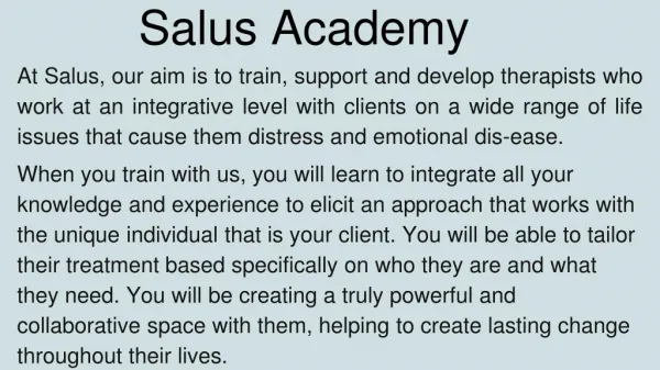 Nlp and Hypnotherapy Courses - Salus Academy