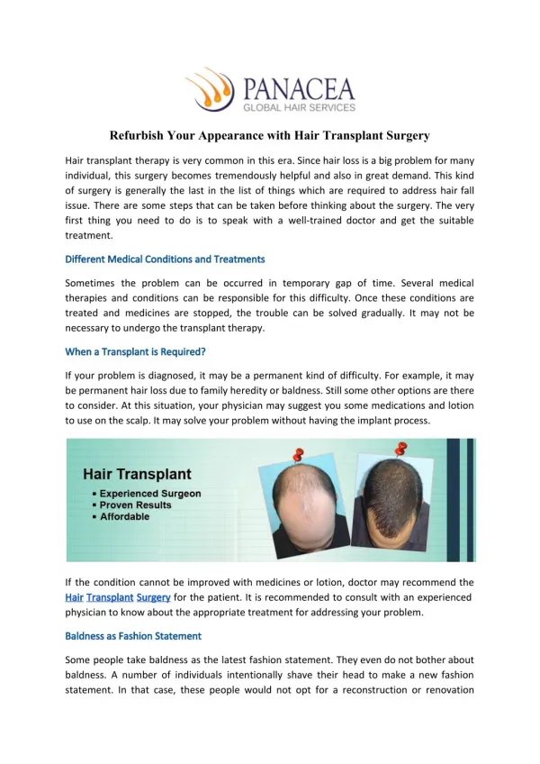 Hair Transplant Surgery in Delhi
