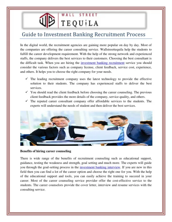 Investment Banking Recruitment Process