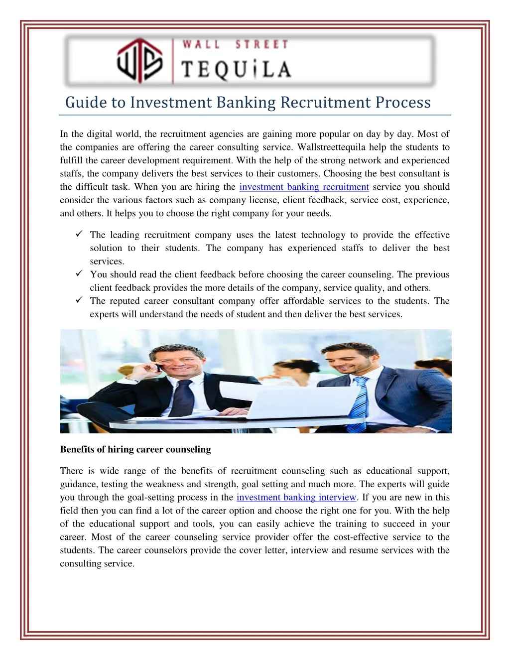 guide to investment banking recruitment process