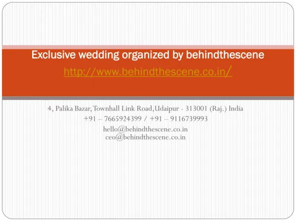 Exclusive wedding organized by behindthescene