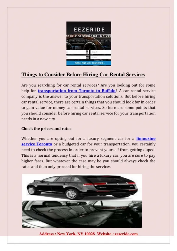Things to Consider Before Hiring Car Rental Services