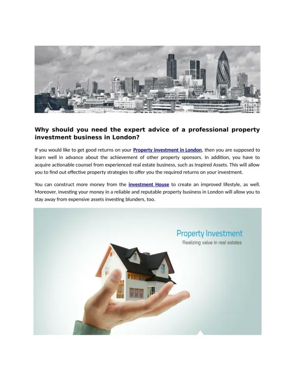 Property investment business in London