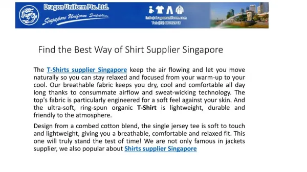 Find the Best Way of Shirt Supplier Singapore