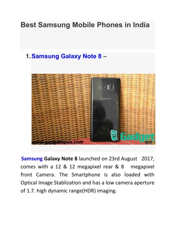 Best Samsung Mobile Phones in India