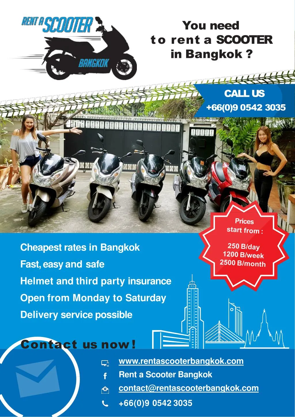 you need to rent a scooter in bangkok