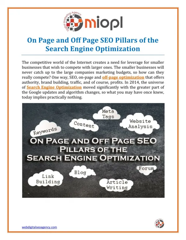 On Page and Off Page SEO Pillars of the Search Engine Optimization