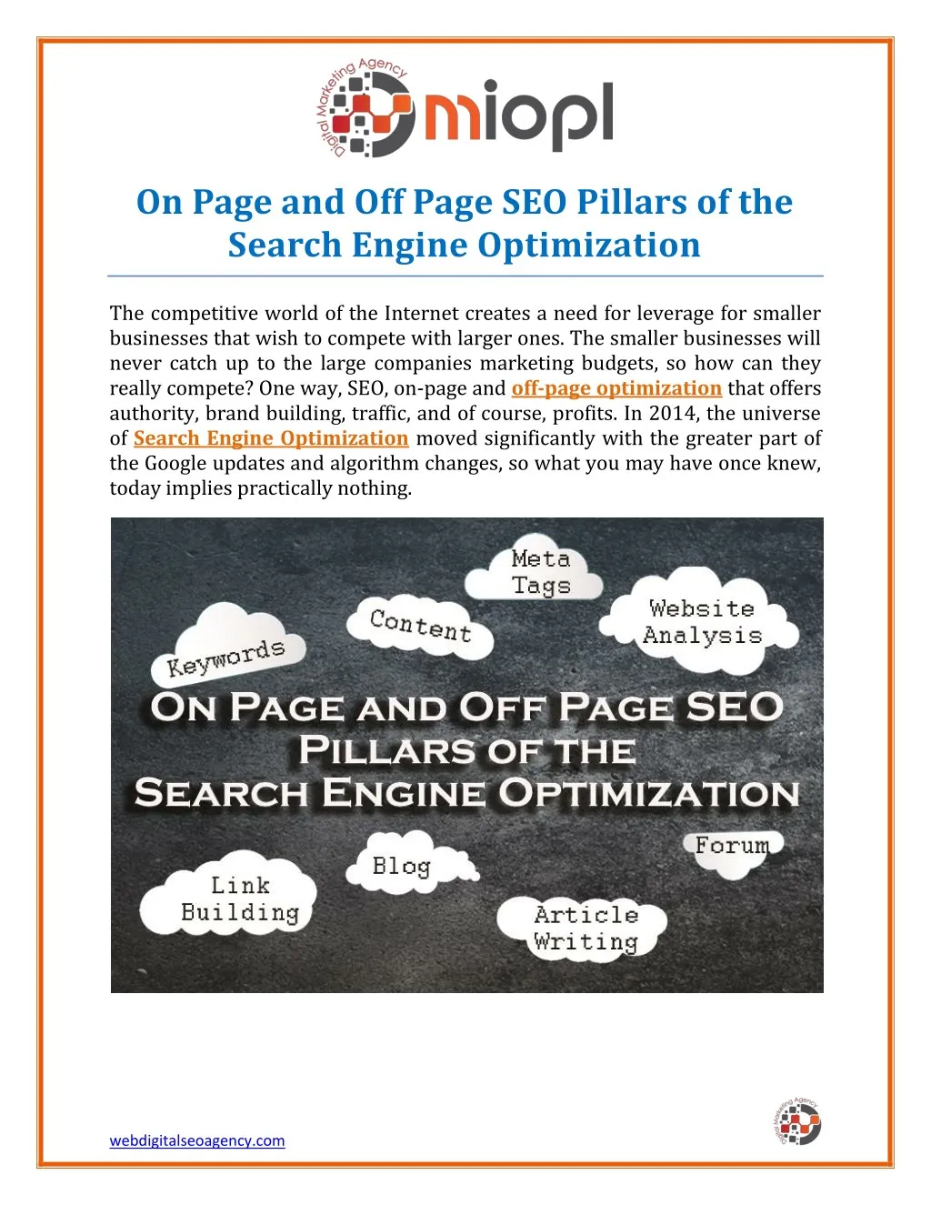 on page and off page seo pillars of the search