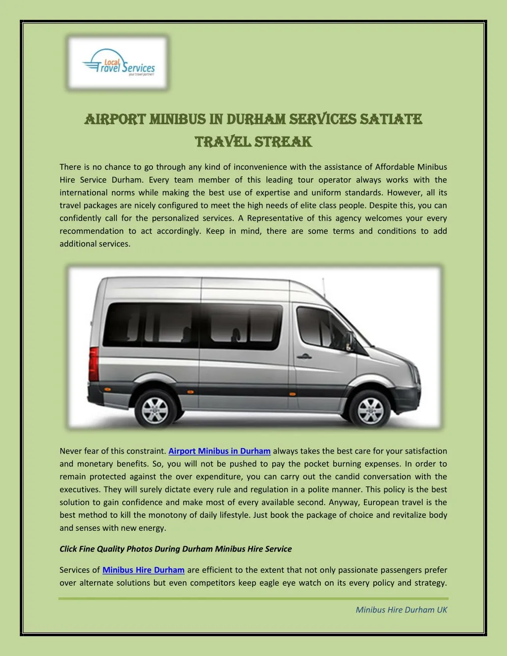 airport minibus in durham services satiate
