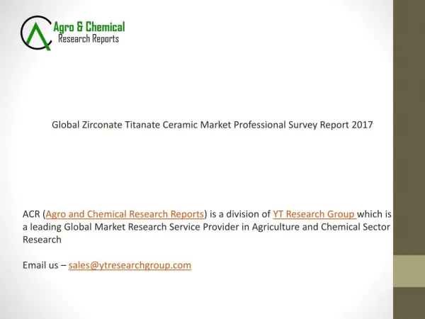 Global Zirconate Titanate Ceramic Market Professional Survey Report 2017