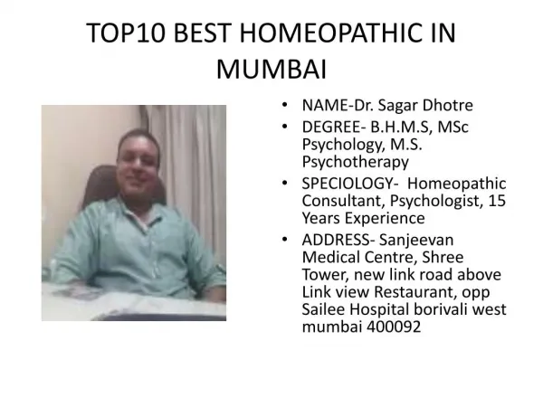 Best Homeopathy Doctors in Mumbai, Find Top 10 Homeopaths in Mumbai