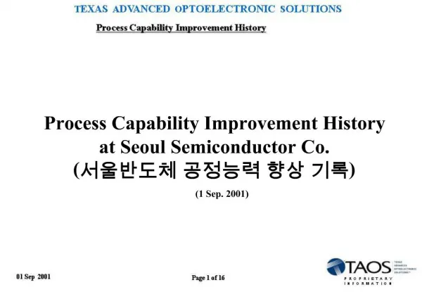 Process Capability Improvement History at Seoul Semiconductor Co.
