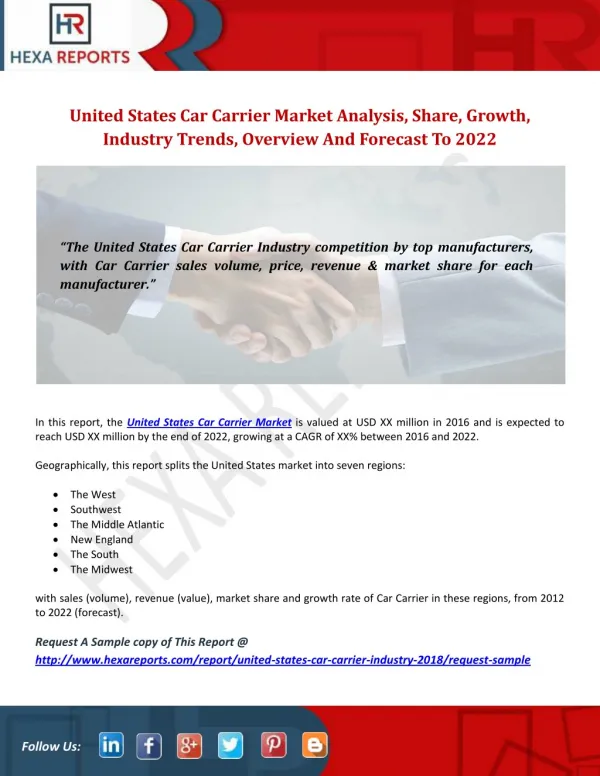 United States Car Carrier Market - Overview And Forecast, 2017-2022