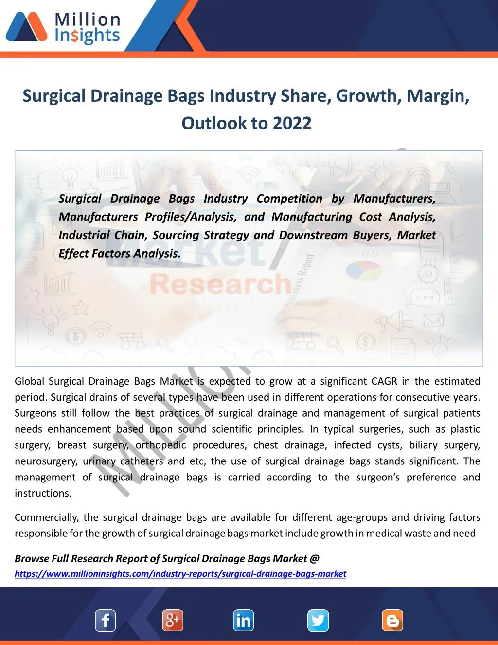surgical drainage bags industry share growth margin outlook to 2022