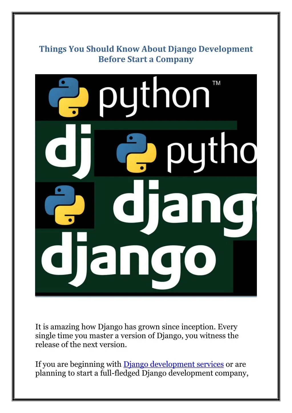 things you should know about django development